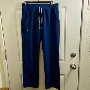 Figs technical collection men's women's pants navy blue L #1666 flat waist band‎